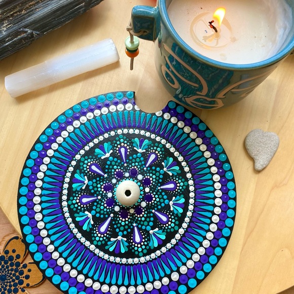 SOLDHand painted mandala, incense burner - Picture 3 of 5